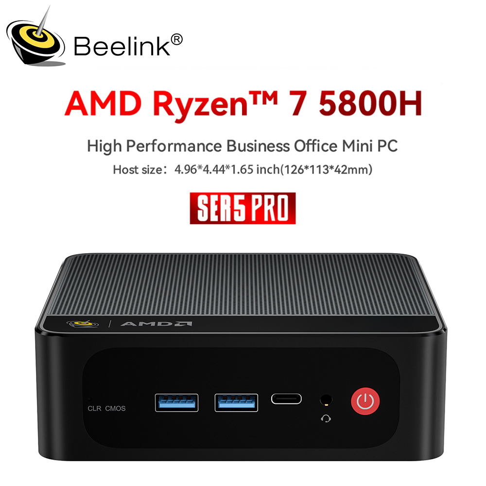 Beelink Ryzen 7 5800H SER5 Pro Mini PC AMD DDR4 16GB RAM 500GB SSD WiFi6 4K HD Desktop Computer Quiet For Office