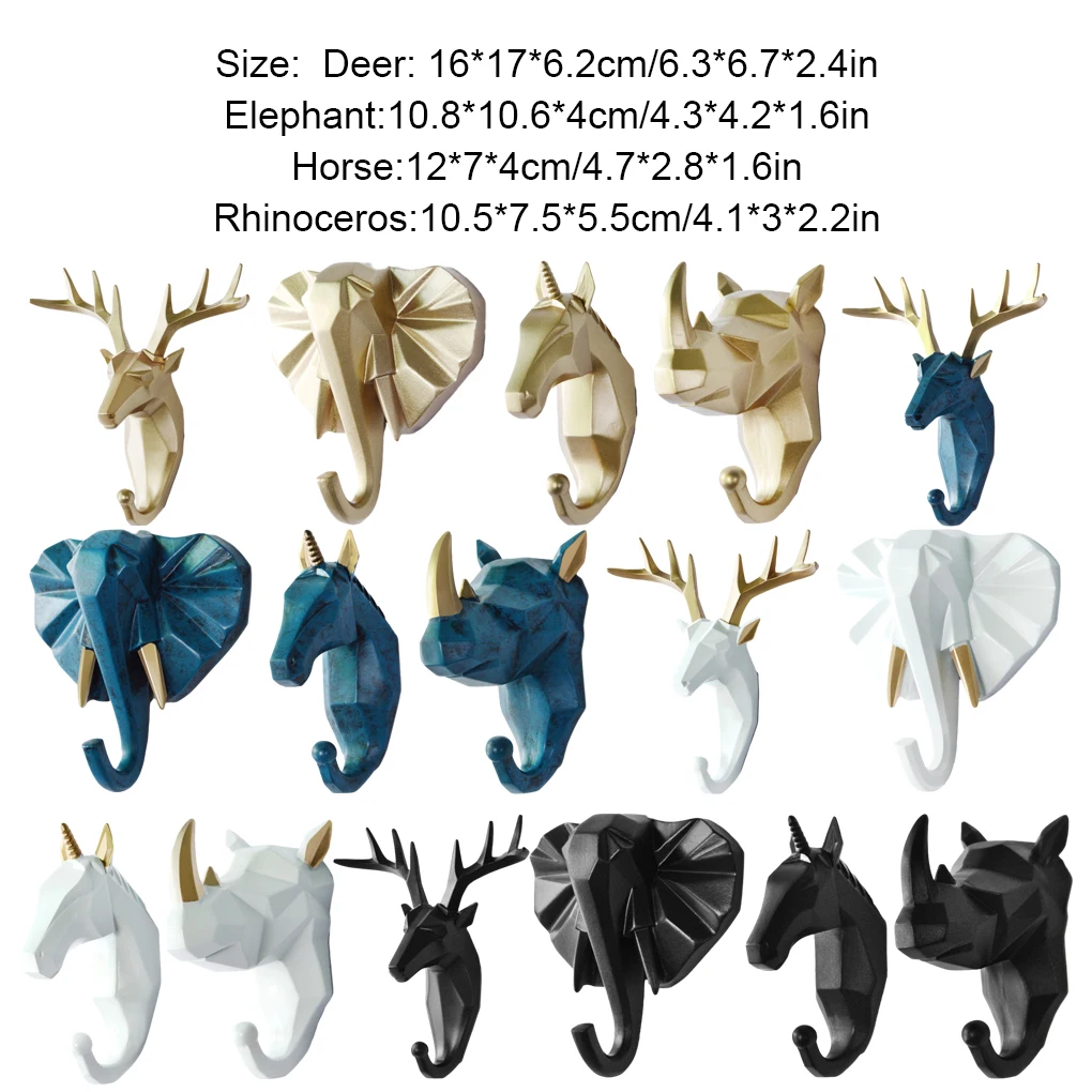 Unique And Functional Animal Head Coat Hook Home Resin Animal Head Key Hook Shape