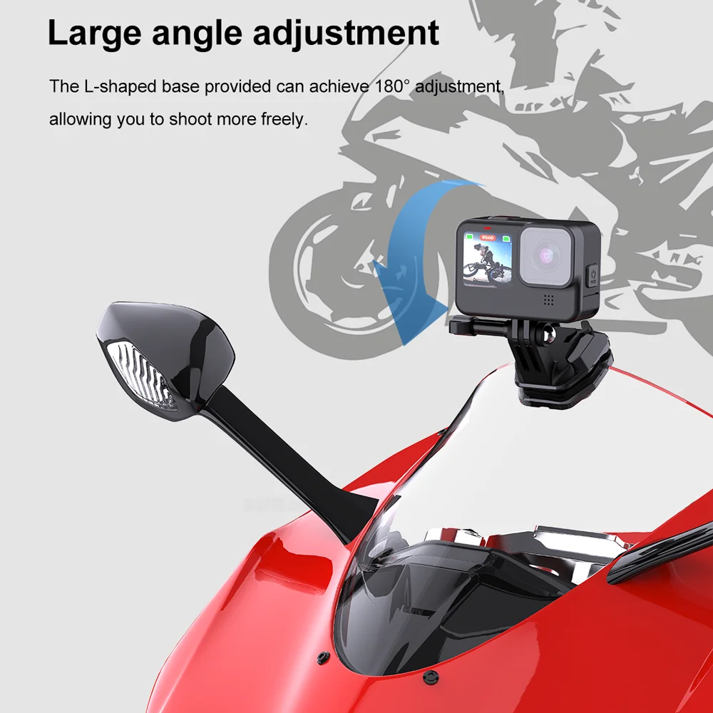GoPro 오토바이 알루미늄 윈드실드 클램프 마운트, GoPro Hero 12 11 10 9 Insta360 X3 DJI Action3 액션 카메라 액세서리