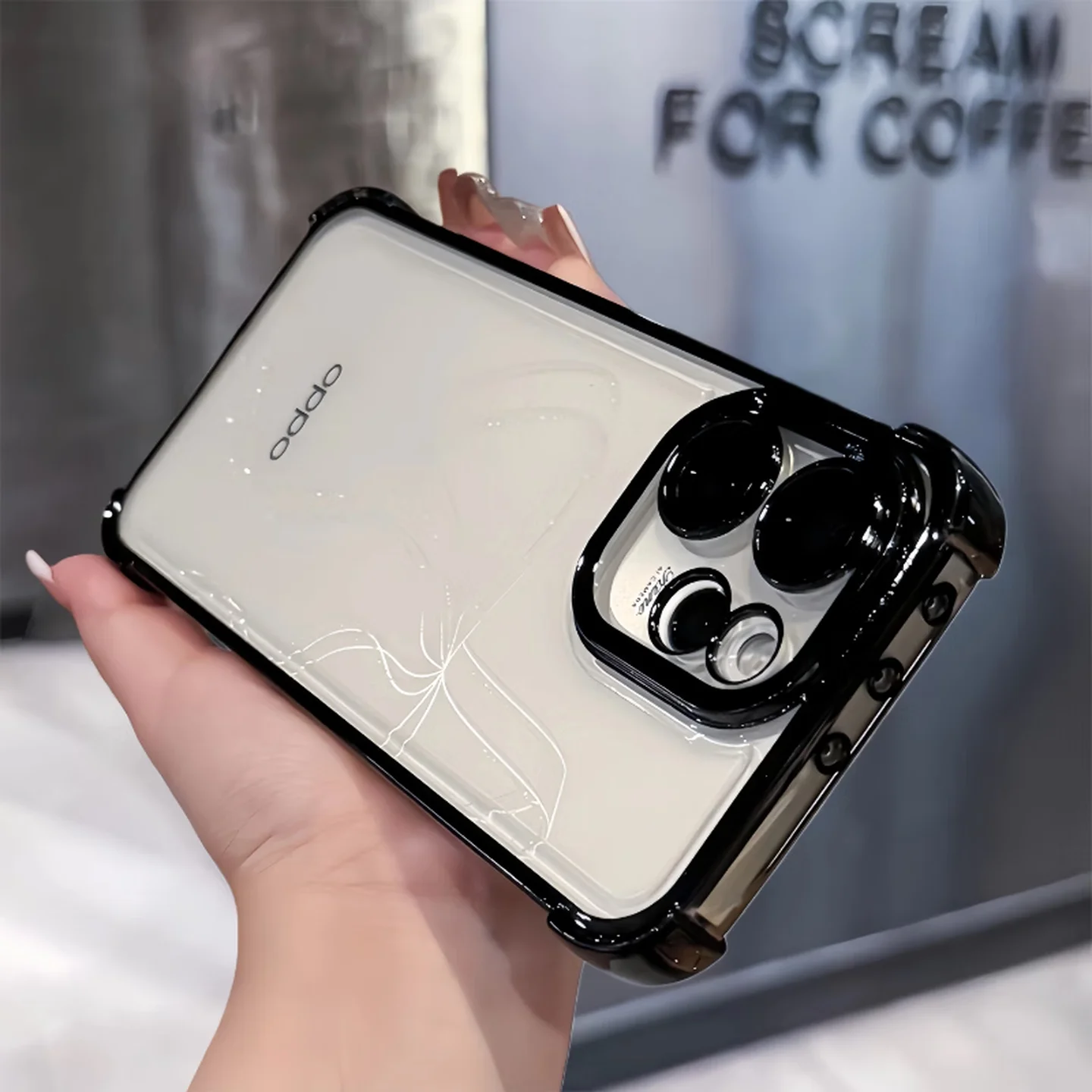 Magnetic U-Shape Stand Transparent TPU Case with Built-in Lens Film