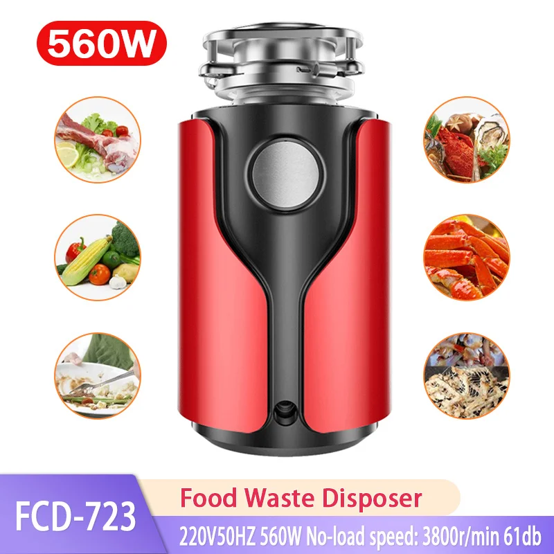 560W Sink Food Waste Disposers 7Layer Grinding Motor Replaceable Sink Outer 114mm 140mm 160mm 180mm Stainless Steel Food Grinder 2