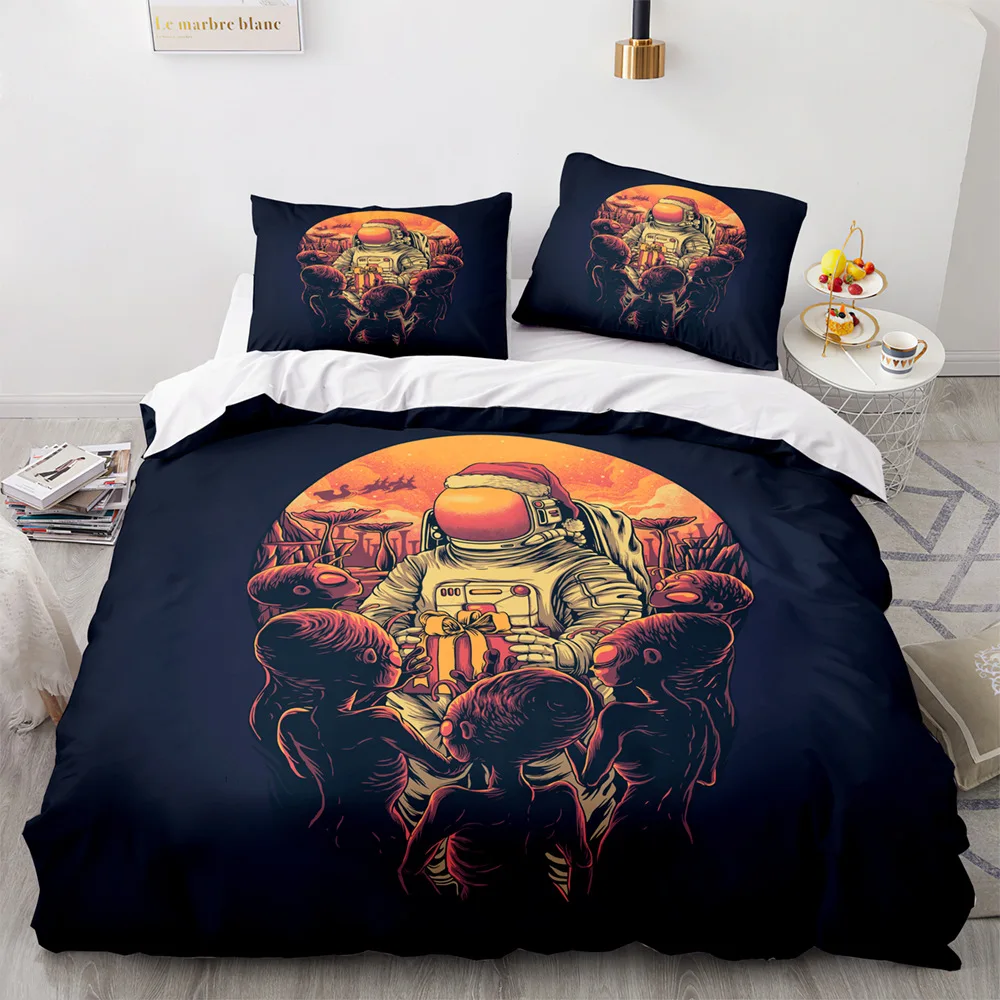 

Astronaut Moon Alien Cartoon 3-piece Set Thickened Skin-friendly Bed Set Cute Student Quilt Cover Dormitory Three-piece Set