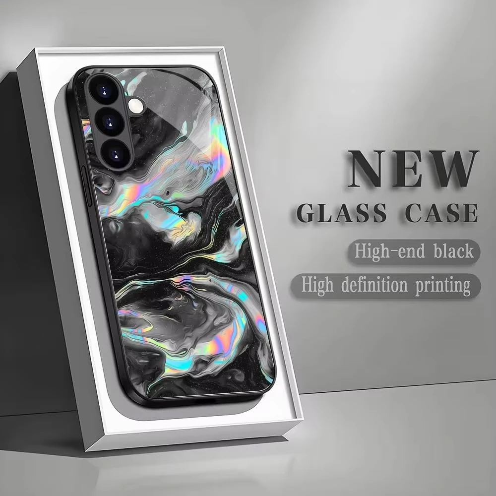 Luxury Art Texture Glass Frame Phone Case