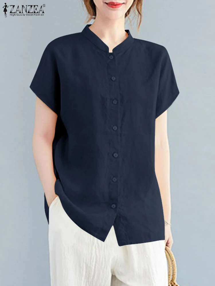 Blouse Zanzea Wish Women Elegant Short Sleeve Blouse ZANZEA