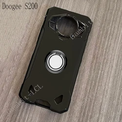 Enhanced Title: Flexible Silicone Phone Case with Back Ring Holder for Doogee S200 X (Ring Case Black)