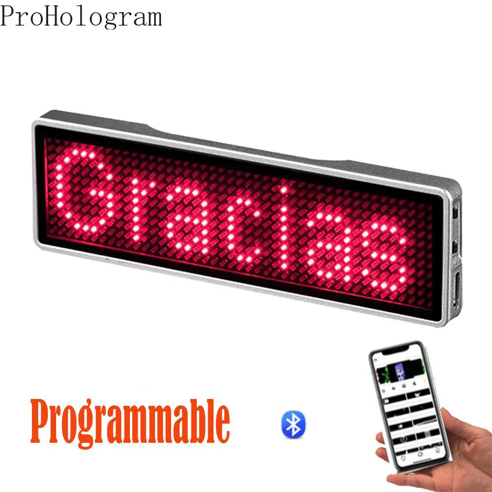 DIY Bluetooth Programmable Scrolling Message Mini LED Name Badge Tag Text Digits Pattern Display Board led message board led display board