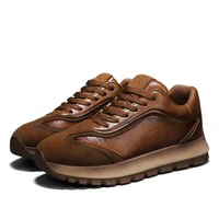Classic Leather Casual Sneakers Men Comfortable Men's Spring Autumn Sneakers Platform Shoes Lace Up Brown Black Footwear 2025 1
