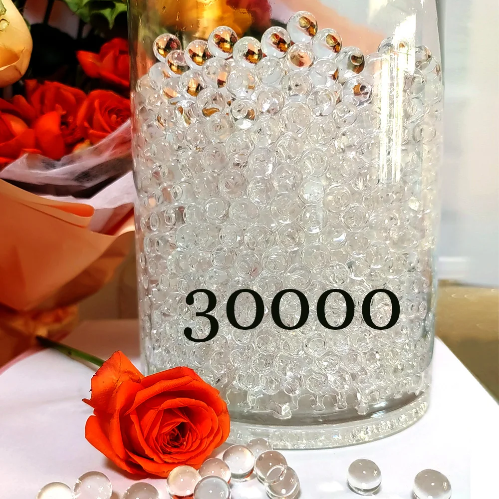 цена 30000 PCS/Bag Crystal Soil Water Beads Hydrogel Balls Growing Gel Ball Big Decorative Flower Wedding Home Decor
