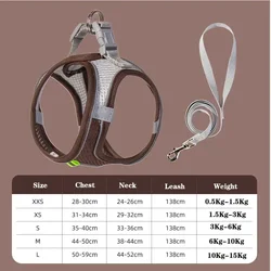 Adjustable Dog Harness and Leash Set for Small Pets - Comfortable Outdoor Walking Vest (Grey)