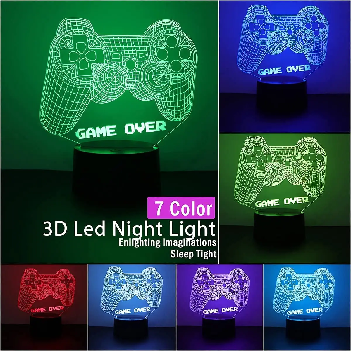 3D Lampe Gaming PS4 LED Gamer Lampe 16 Couleur, Decoration