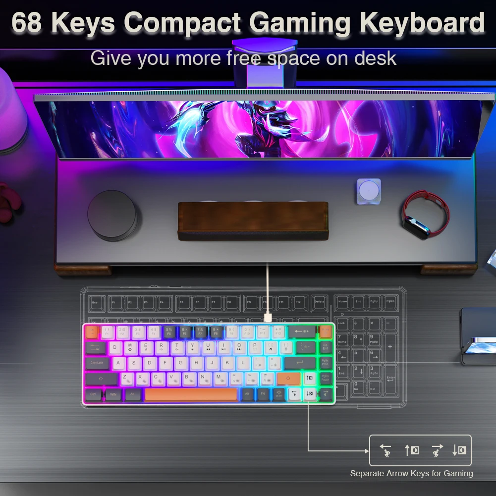 SOLAKAKA SK968 Wired Keyboard Optical Switches RGB Backlit