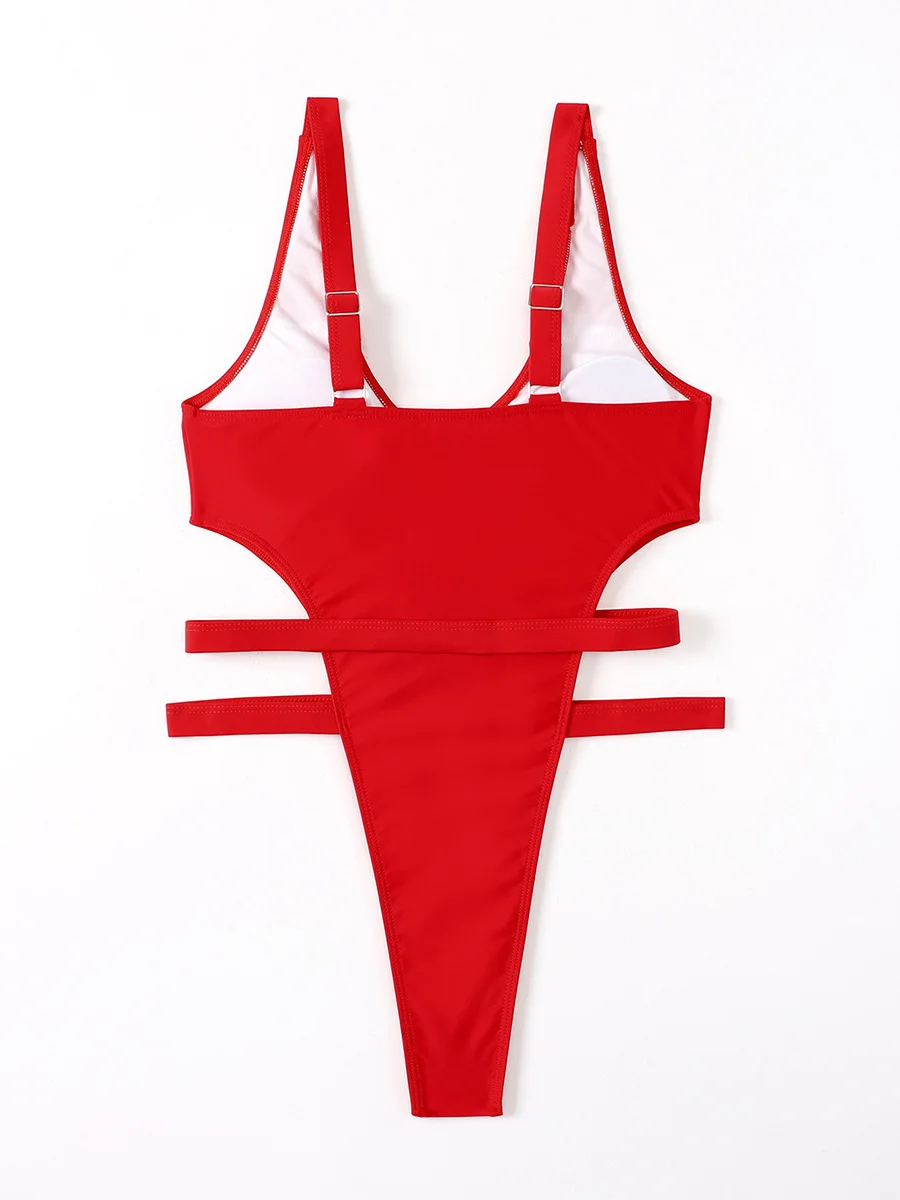 Sexy High Leg Cut Women Swimwear One Piece Swimsuit Female Bandage Monokini Bather Hollow Out Bathing Suit Swim Lady