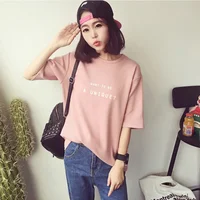 Summer Letter Loose Short Sleeve T-shirt Ladies Round Neck Clothes Student Women Top Fashion Women Wear