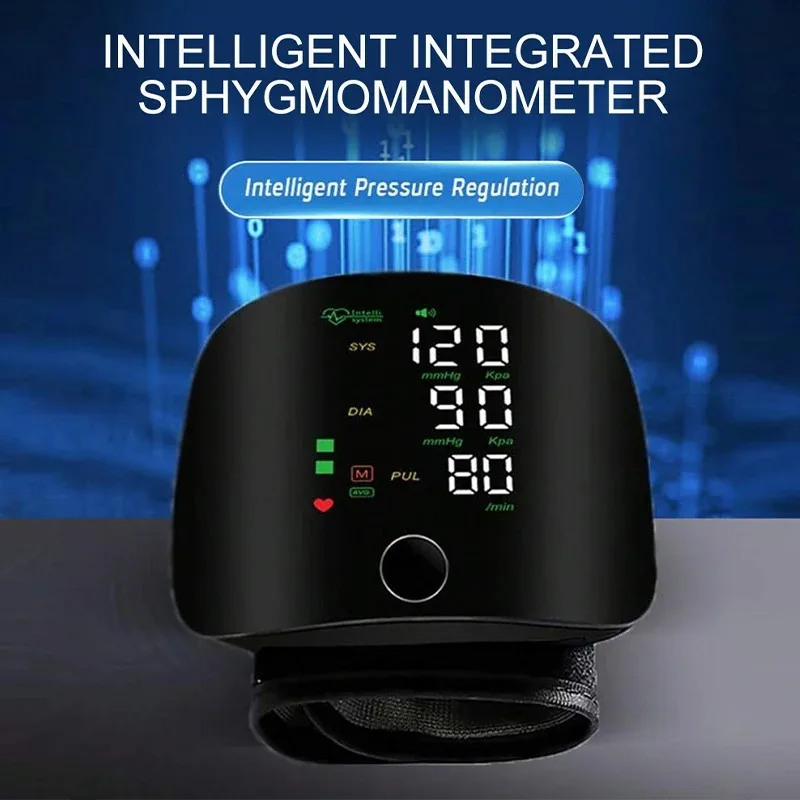 Screen Rechargeable Wrist Blood Pressure Monitor Tonometer BP Monitor Sphygmomanometer