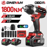ONEVAN 1800N.M clé à chocs électrique sans brosse 1/2 pouces batterie Lithium-Ion outil électrique sans fil pour Makita 18V batterie broche 1