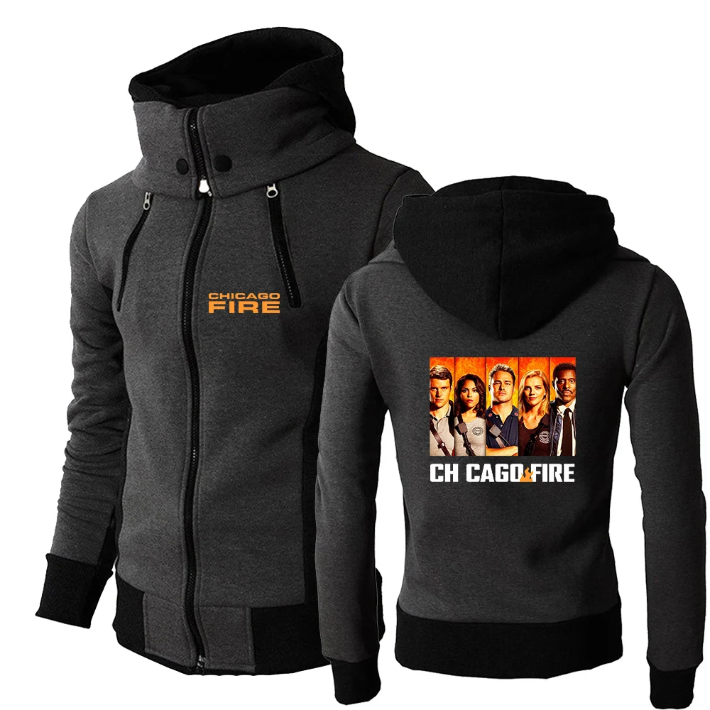 

New Chicago Fire Department Show Tv Show Duty Printing Fashion 2023 New Men's Solid Cotton Tracksuit Classic Leisure Hoodie Coat