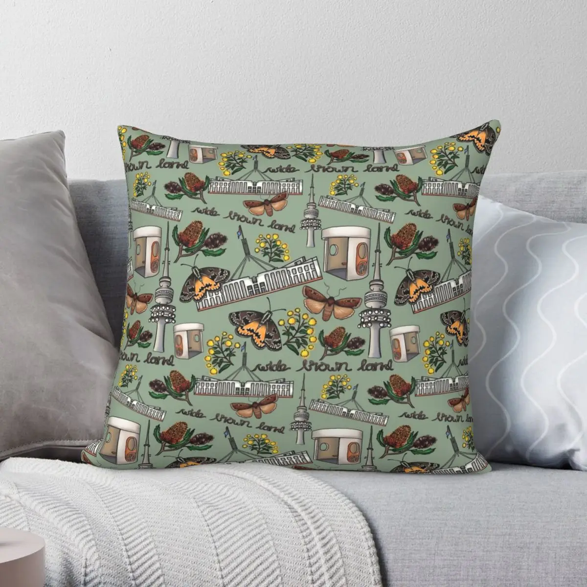 Icone Iconiche Di Ead Federa Quadrata Verde Lino In Poliestere Motivo In Velluto Zip Decor Fodera Per Cuscino Fodera Per Cuscino Per La Casa