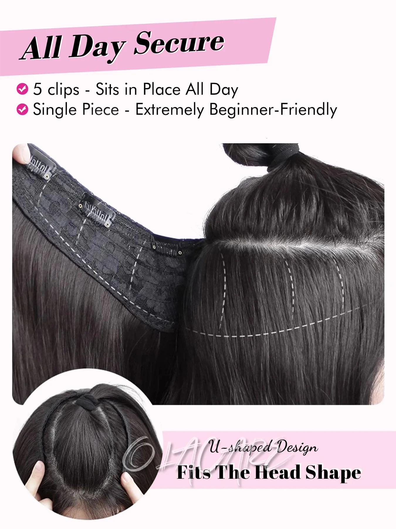 Synthetic Curly Wavy Hair Extensions For Women Black Brown Grey