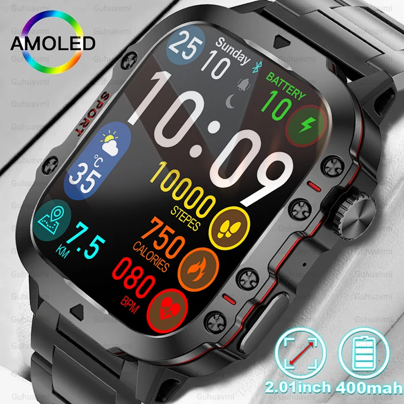 New Outdoor Military Bluetooth Call Smart Watch Men 2.0 Pollici 420Mah Batteria Frequenza Cardiaca Sport Fitness Watch Sleep Monitoring Watch