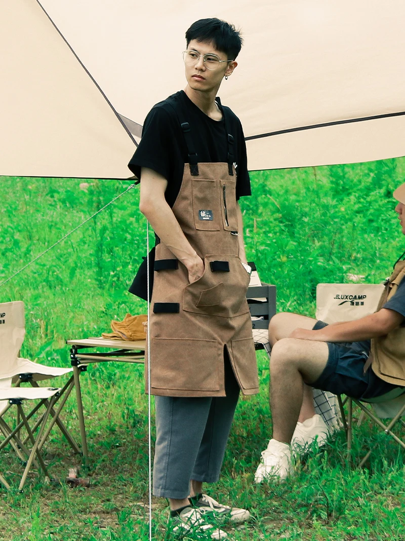 

Denim Apron Outdoor Camping Picnic Barbecue Men and Women Wear-resistant Hairdressing Gardening Woodworking Overalls Custom