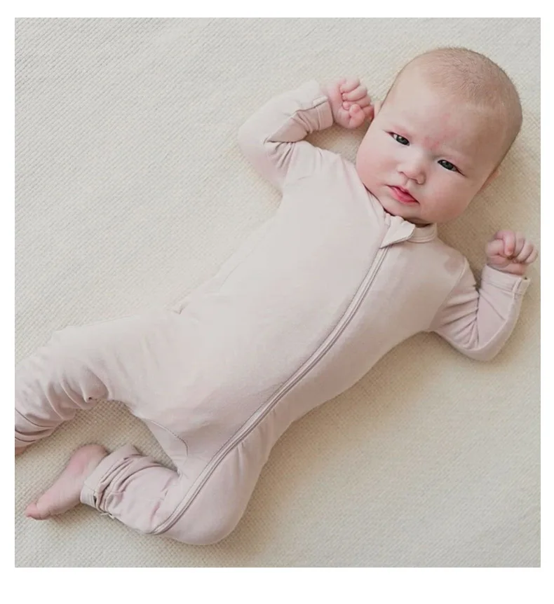2022 Baby Summer Rompers Zipper Bamboo Newborn Infants Playsuits Boys and Girls Full Sleeve Jumpsuits Babies Clothing 0-24 Month Baby Bodysuits classic