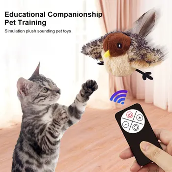 Rechargeable Flying Bird Cat Toy Interactive Cat Toys Chirping Flapping Bird(no Flying) Can Add Catnip Touch Activated Plush Toy 3