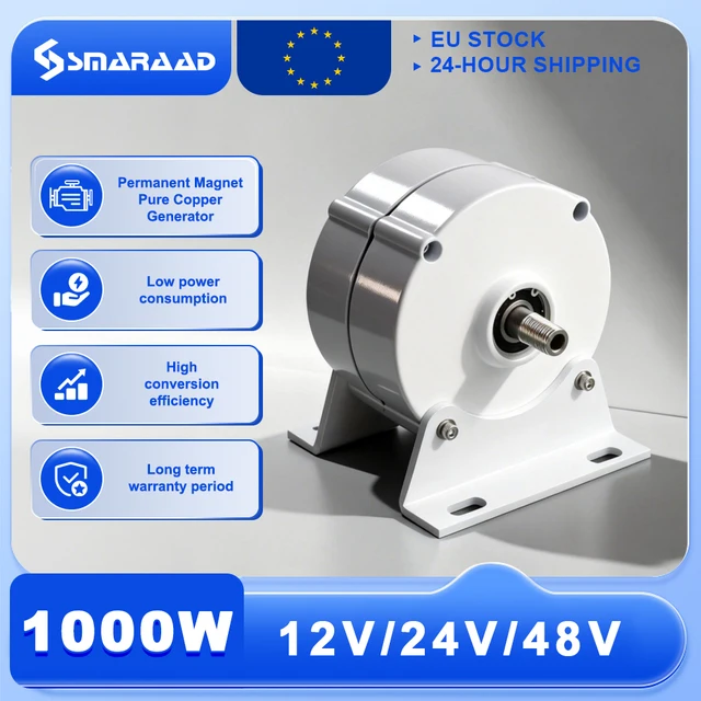 Générateur à aimant permanent sans engrenages 1000W, turbine basse vitesse 12V 24V pour énergie hydroélectrique et éolienne, usage domestique, livraison en Pologne 1