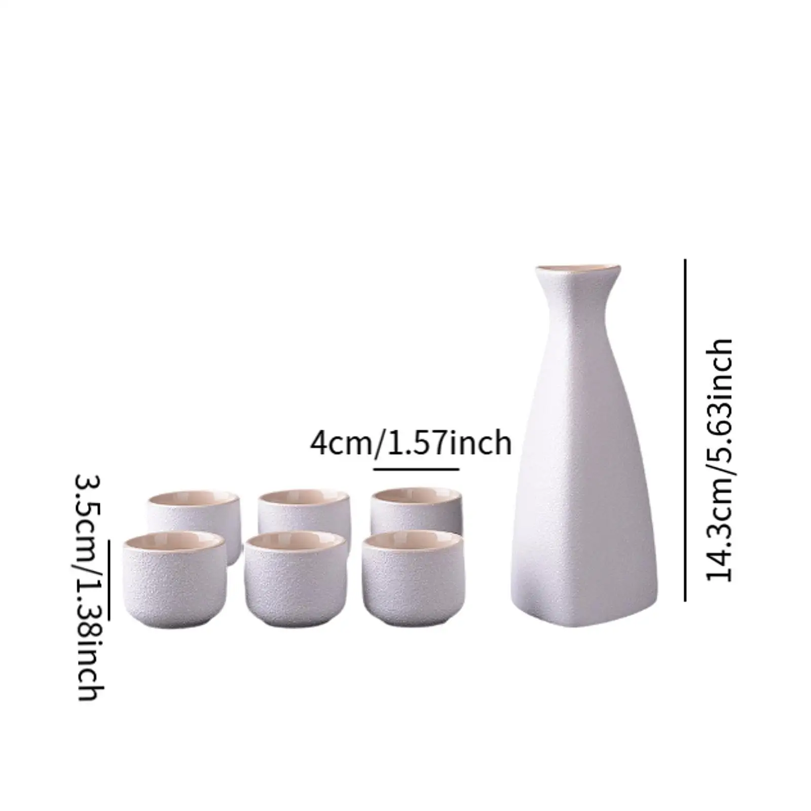 Ceramic Sake Pot Cups Set White Stoneware Decoration Drinkware Crafts Traditional for Cabinet Kitchen Tea Party Drawer Cupboard