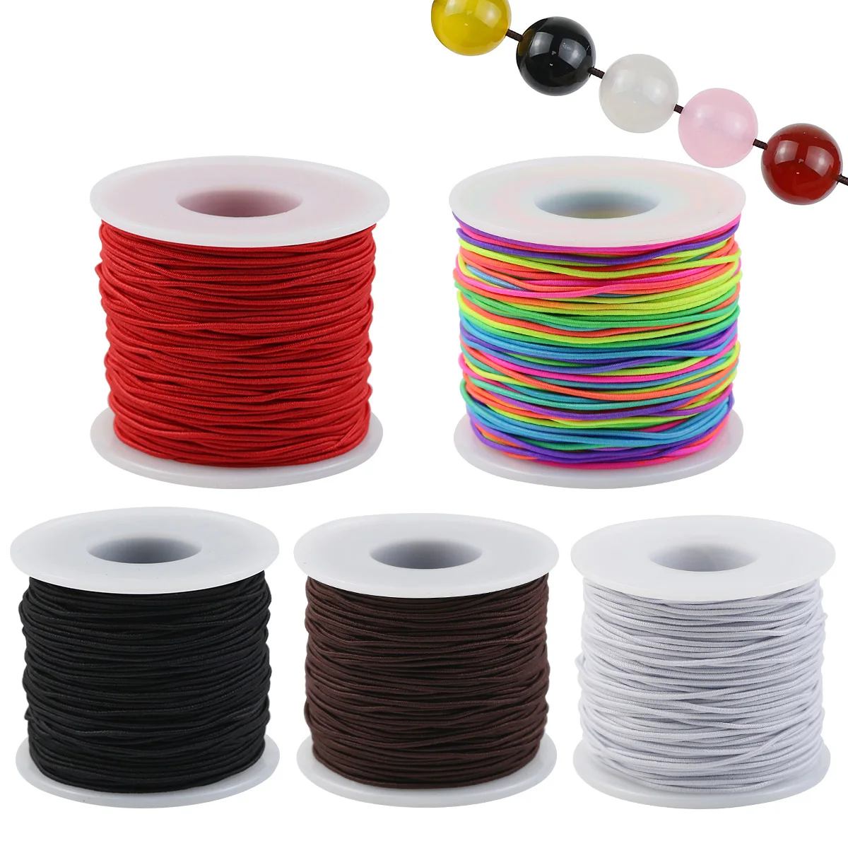 Elastic Beading Cord 1 Roll Rainbow Elastic Beading Cord Colorful Stretchy Crafting Thread String For DIY Jewelry Making Bracelet Necklace Supplies