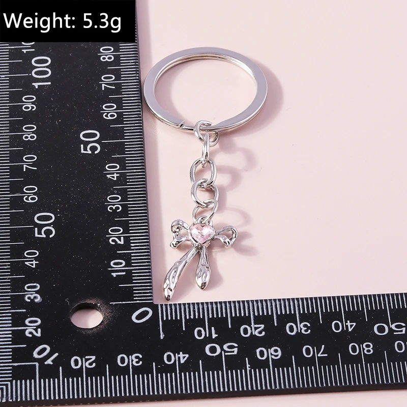 Chic Kristall Bogen Bowknot Schlüsselbund Frauen Mädchen Schlüssel Ring Anhänger für Auto Schlüssel Halter Handtasche Zubehör DIY Schmuck Geschenke – Detail 8