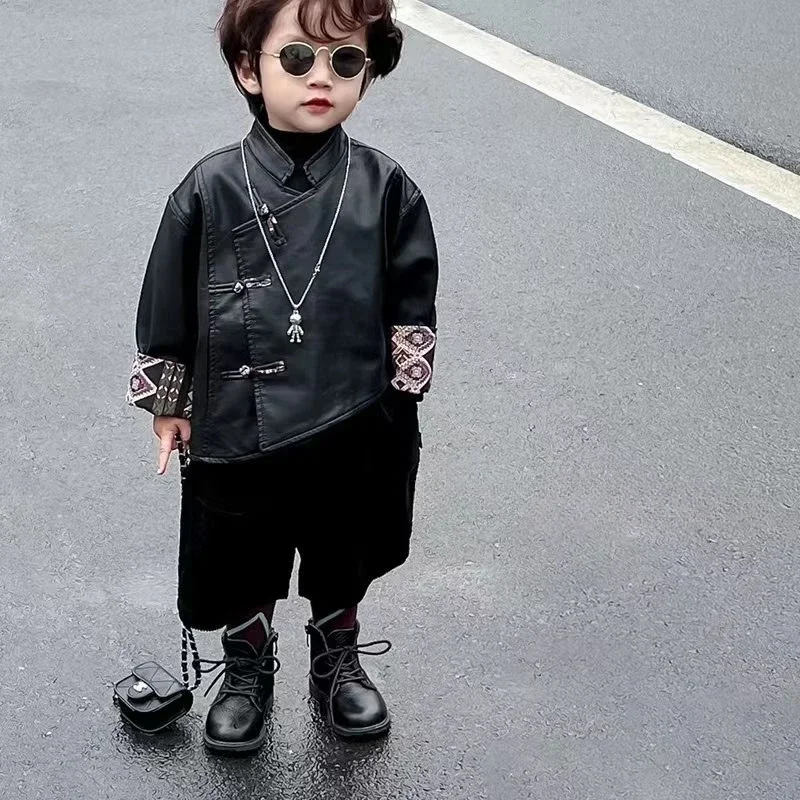 

Children's Clothing, Boys' Spring and Autumn Styles, Children's Leather Jackets, Boys and Girls' Handsome Motorcycle Jackets