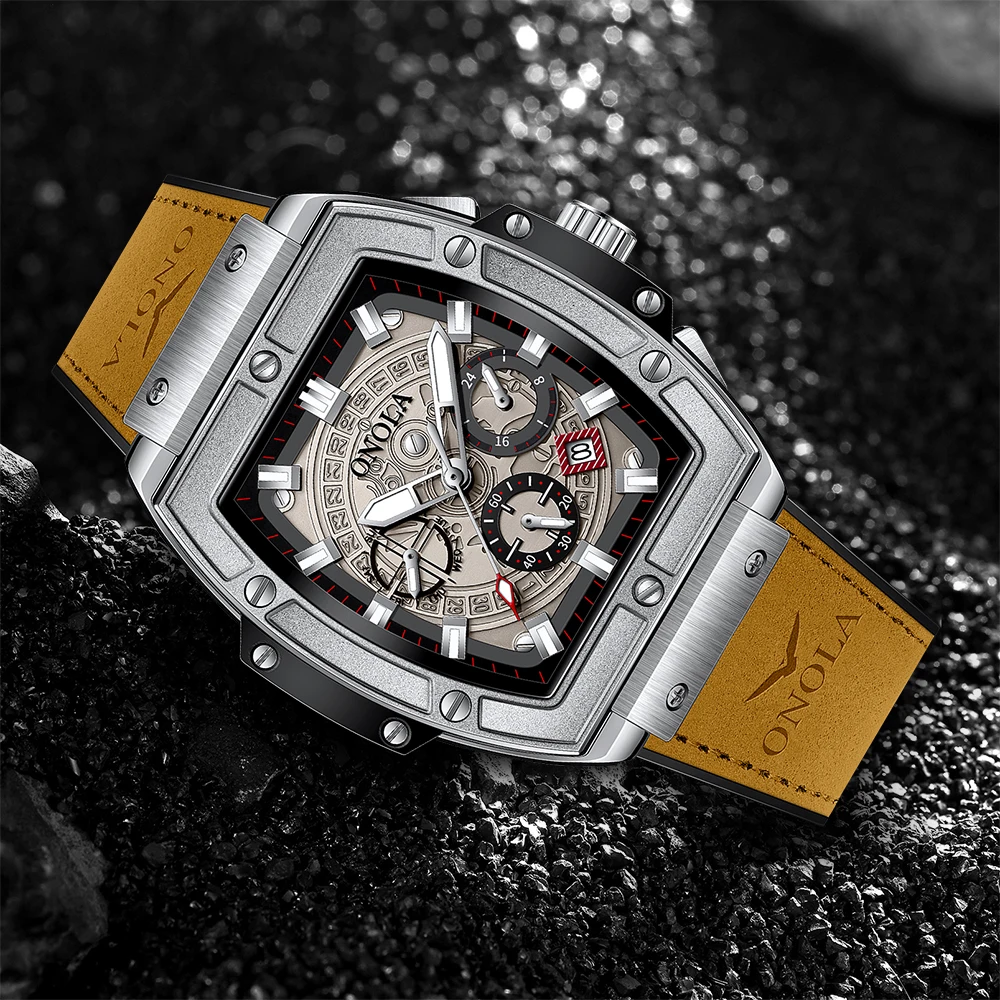 Classic Barrel Shaped Design Fashionable Luxury Men's Watches