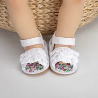 Infant Baby Shoes Girl Flats Sandals Soft Sole Anti-Slip Summer Bowknot Dot Stripe Lace Crib Shoes Newborn First Walker Hot Sale 5