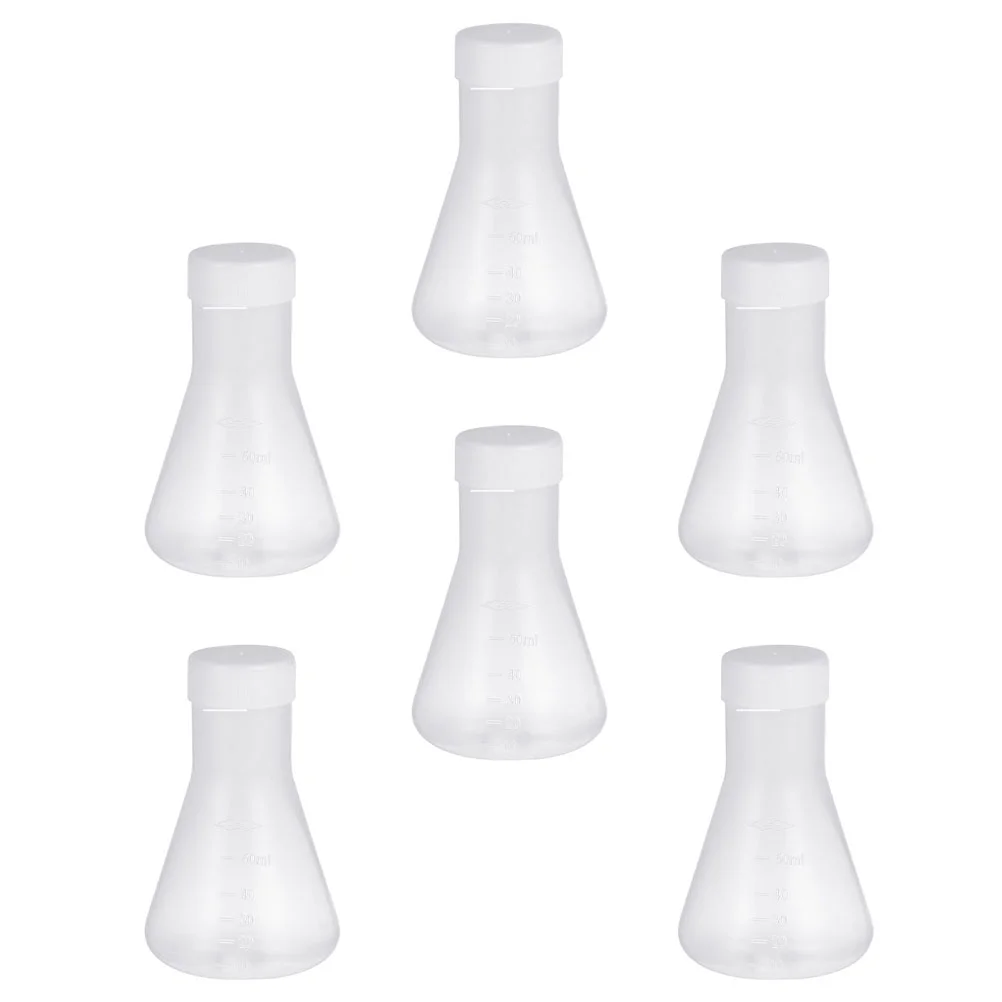 

6 Pcs 50ml Erlenmeyer Flasks Practical Plastic Flask Laboratory Supplies