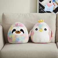 33cm Rainbow Penguin Throw Pillow Cute Plush Colorful Sloth Pillow Stuffed Animals Sleeping Soft Doll Toys Gifts for Girls 1