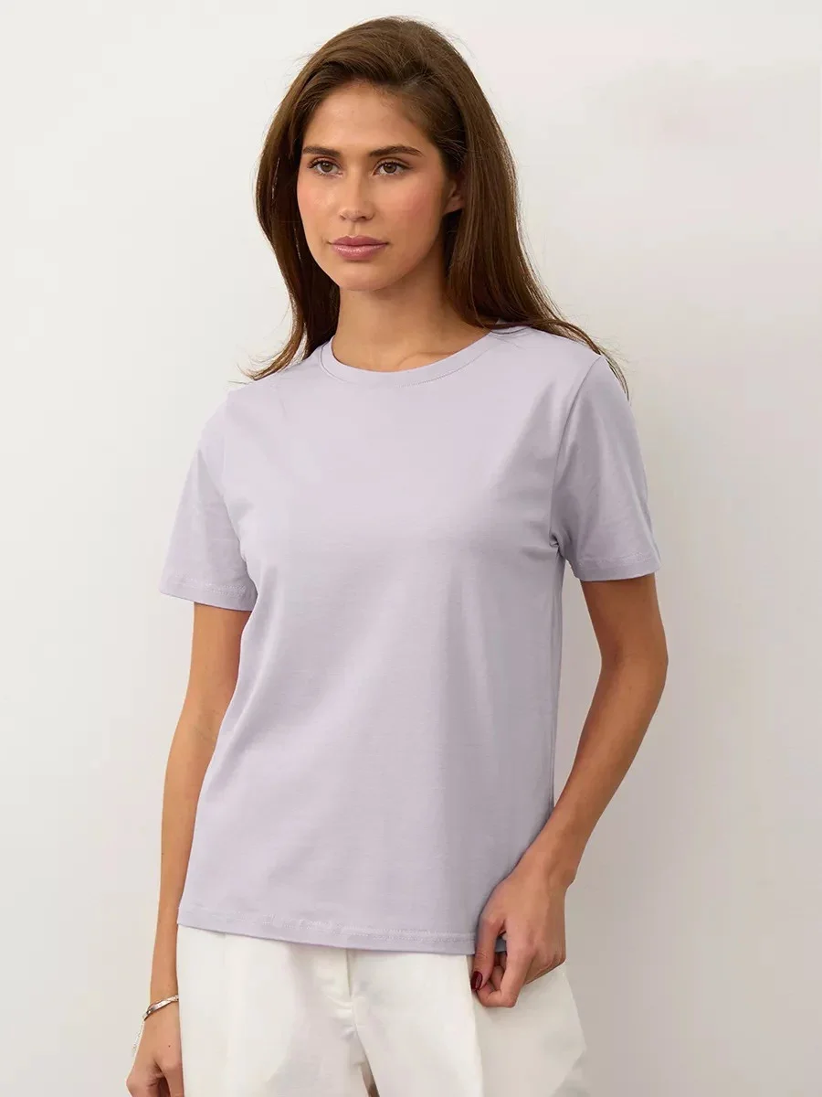 Cotton Summer Womens T-Shirt - Short Sleeve Loose Basic Top