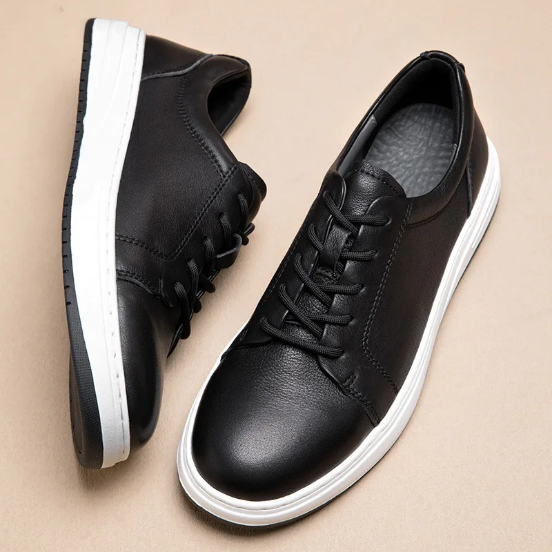 

Sports Casual Men's Shoes Genuine Leather Men's Walking Shoes New Lace Up Breathable Flat Shoes Tenis Masculino Sneakers