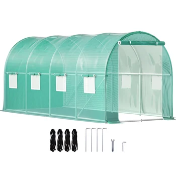 SucceBuy Walk-in Tunnel Greenhouse Galvanized Frame & Waterproof Cover 15x7x7/10x7x7/20x10x7/12x7x7 ft Greenhouses & Cold Frames 1