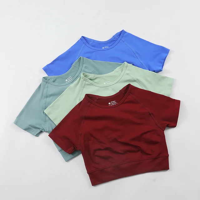 Impact Crop Top Women Short Sleeve Yoga Shirts Slim Fit Seamless Workout Top T-shirt Gym Clothes Woman Sportwear