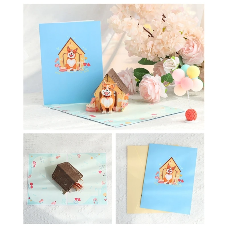 Elegant 3D Popup Pet Themed Greeting Card Birthday Wedding Anniversary Card