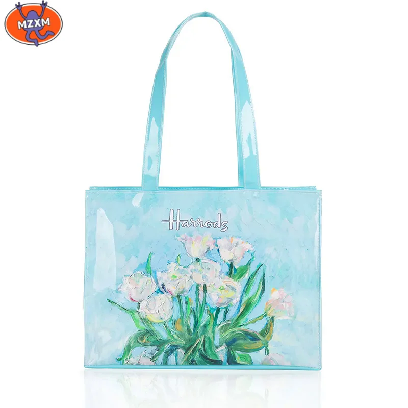 

Waterproof PVC Shopping Tote Bags Eco Friendly Reusable Large Shopper Bag Women Top Handle Handbags Female Jelly Shoulder Bags