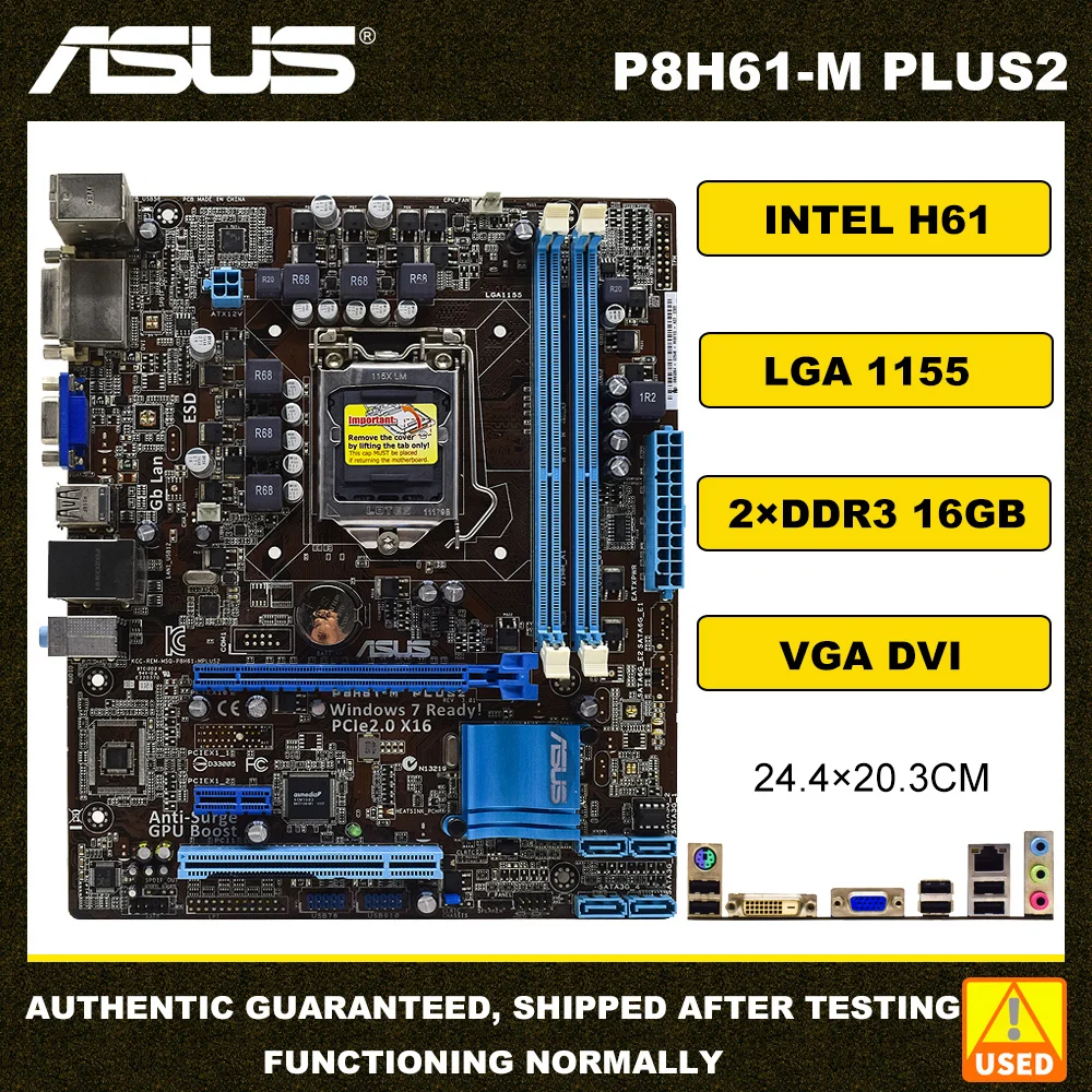 Asus P8h61m Plus Motherboard 1155 Motherboard Ddr3 Support Core I3 I5