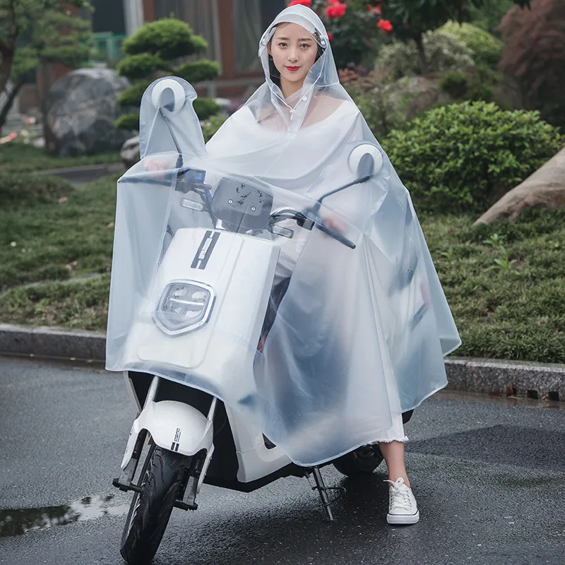Battery Electric Vehicle Raincoat Transparent Single and Double Pvc Raincoat Adult Riding Motorcycle Poncho