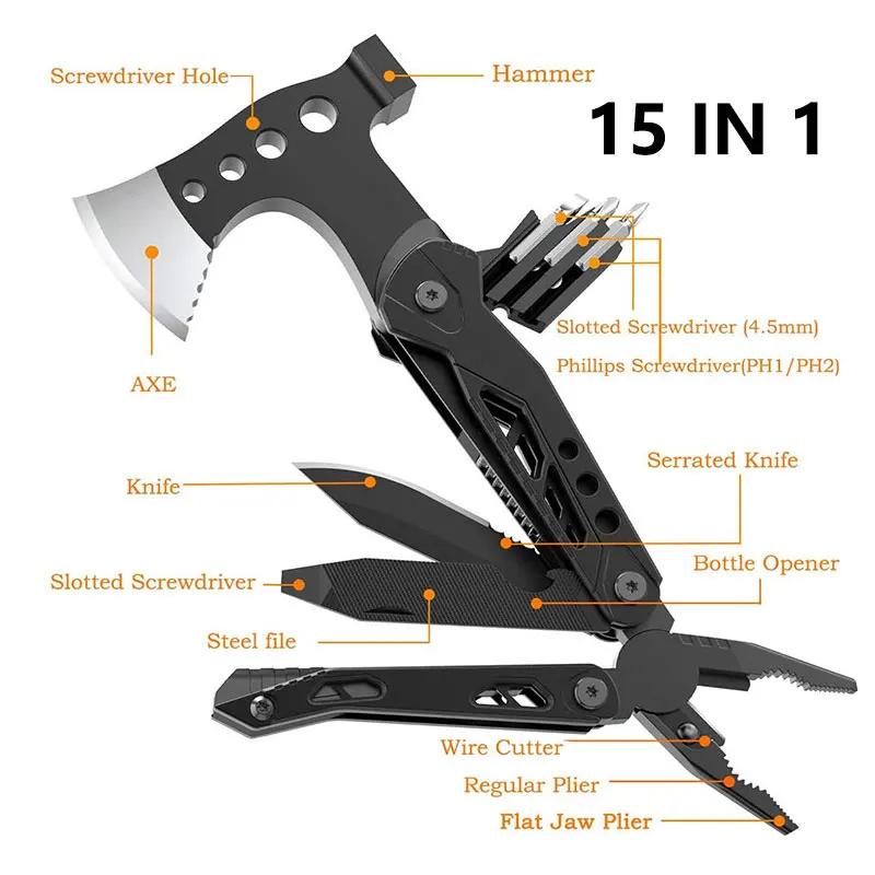 야외 EDC 다기능 생존 도끼 캠핑 등산 휴대용 접이식 펜치 조합 망치 스크루 드라이버 오프너 도구, 도구, 멀티 도구, 생존
