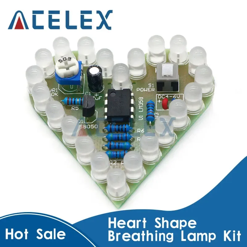 Breathing Lamp Kit DIY Kit Heart Shape Breathing Lamp Kit DC 4V-6V Breathing LED Suite Red White Blue Green DIY Electronic Production For Learning