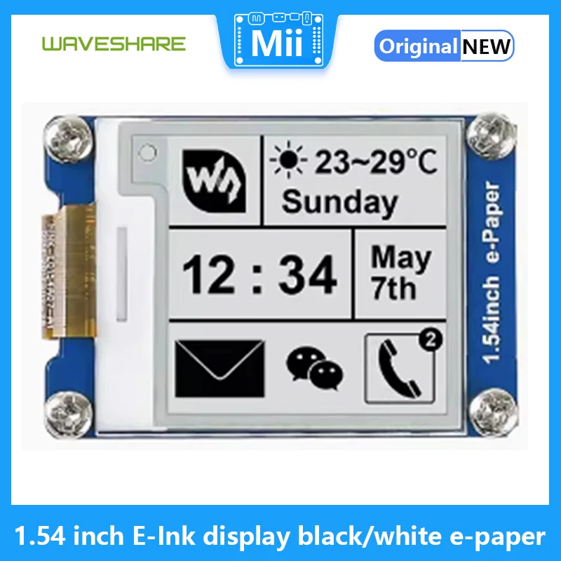 

Waveshare 1.54 inch E-Ink display black/white e-paper 200x200 resolution SPI interface, for Raspberry Pi Support Partial Refresh