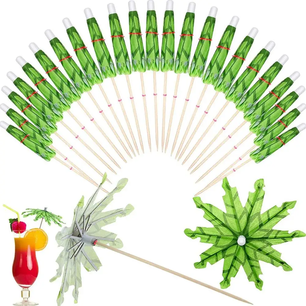 Palm Tree Umbrella Fruit Skewer Bar Red Wine Cocktail Cup Coconut decor Fruit Picks Cupcake Birthday Wedding Party Cake Decor fruit skewers