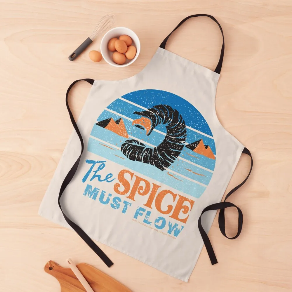 

The Spice Must Flow - Vintage Sandworm Circular Shades of Blue - Dune (2021 film) Apron Kitchen household items