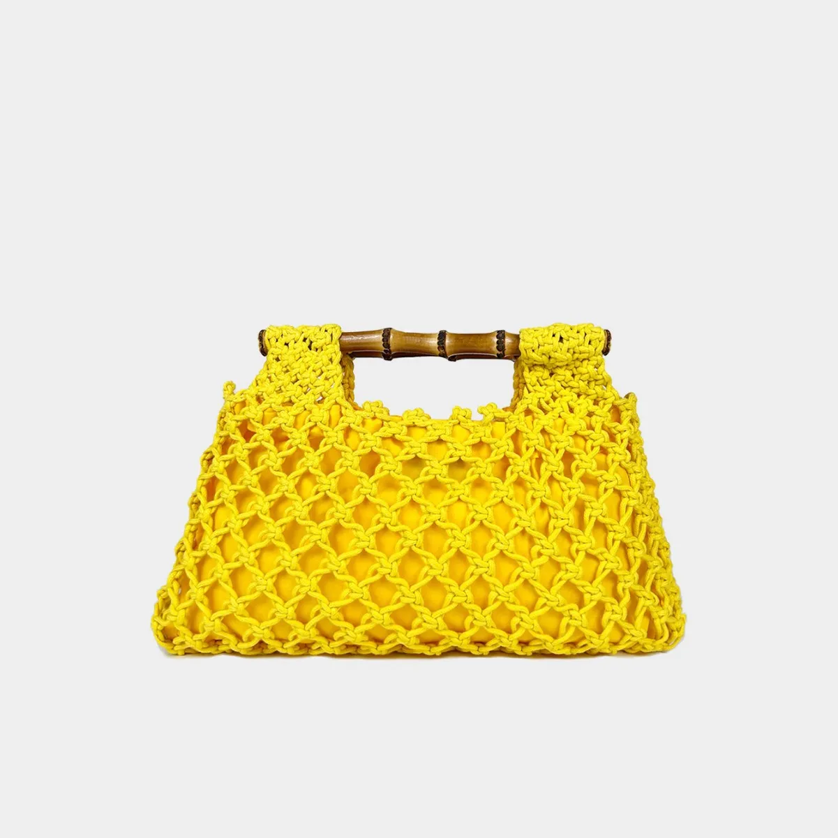 Simple Daily Cotton Thread Mesh Handbag Hollow Woven Ladies Single Shoulder Bag Neutral Minimalist Style round Shape Handbag