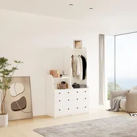 armoire and Drawers Design, Ample Storage Space Whites Closet  Metal Handles, Fits All Home Decor Styles, Wardrobe 2
